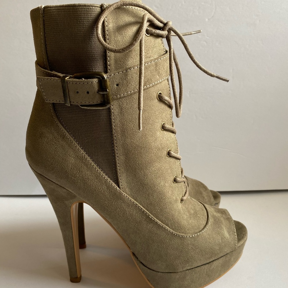 JustFab peep toe ankle booty